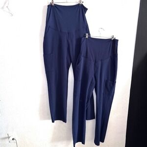 Mandala Maternity Scrub Pants M S Navy Blue Professional Equa-Tek Cargo 2-Pack